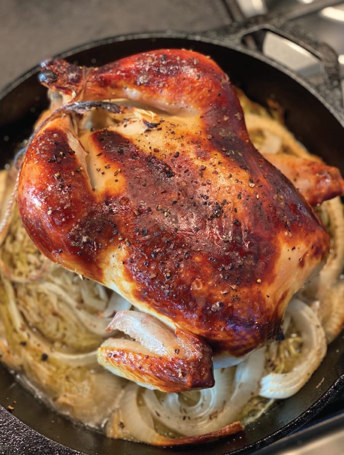 Buttermilk Roast Chicken with Cabbage - Maple Bacon Something