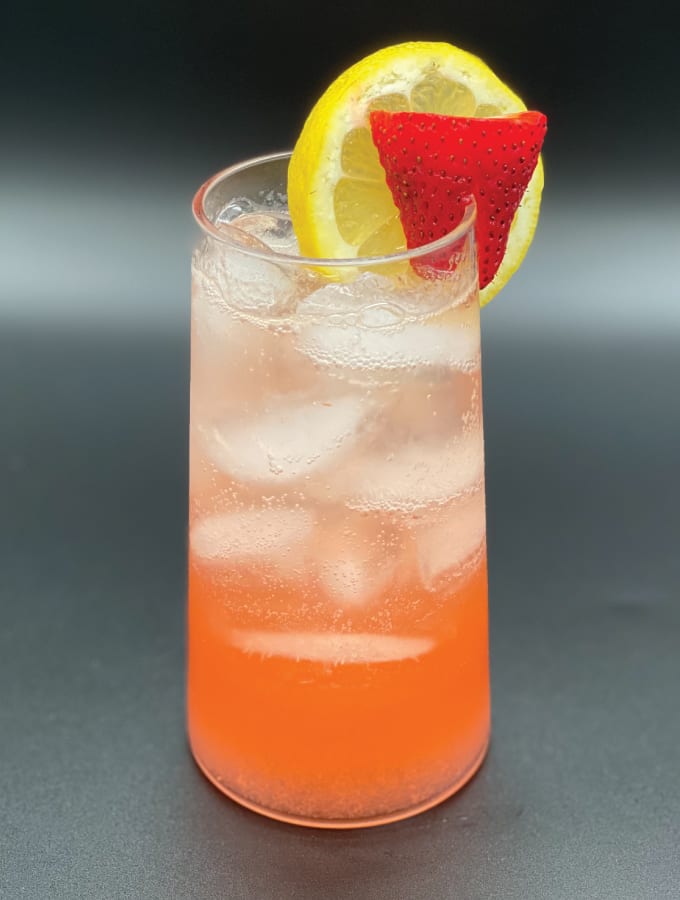 Strawberry Rhubarb Gin Fizz